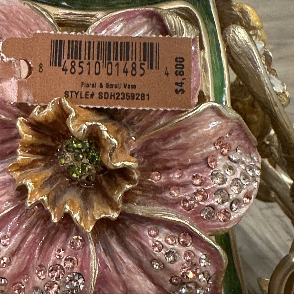 Jay Strongwater Corinne Floral & Scroll Vase